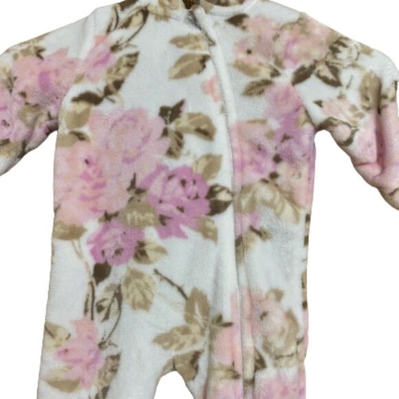 Laura Ashley Baby Girls’ Multicolor Floral Zip Front Hooded Fall/Winter Overalls - Picture 2 of 4